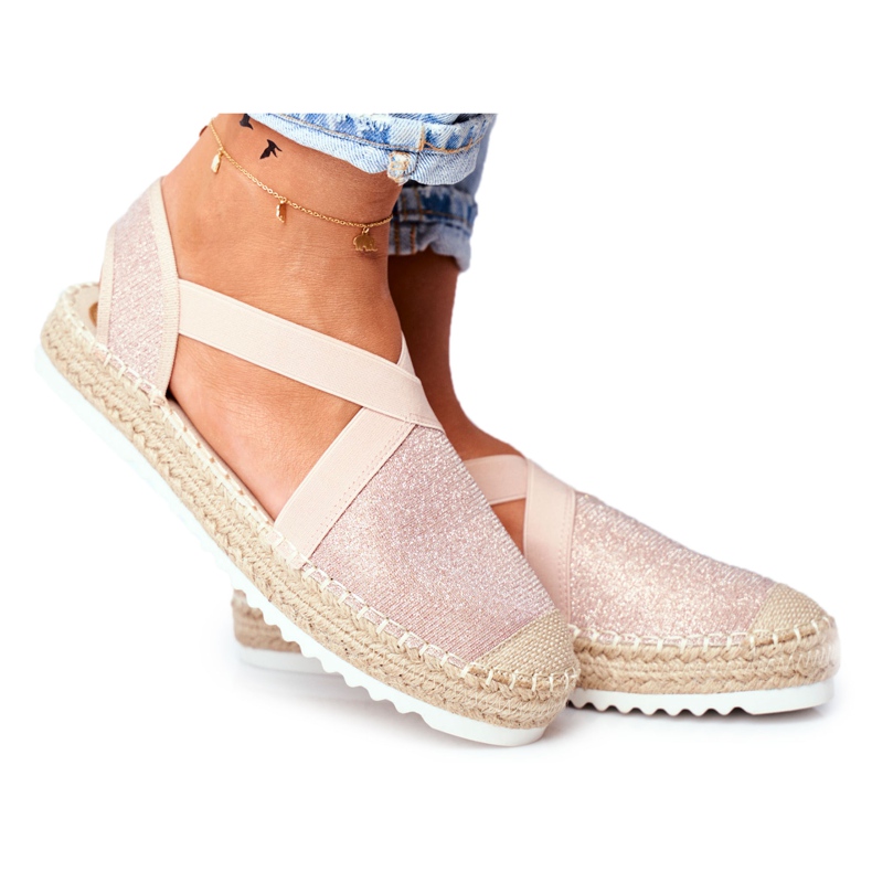 ADY Women's Espadrilles with a cut-out Pink Glitter Motive