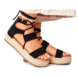Women's Espadrilles On The Platform Tied Black Fuerta