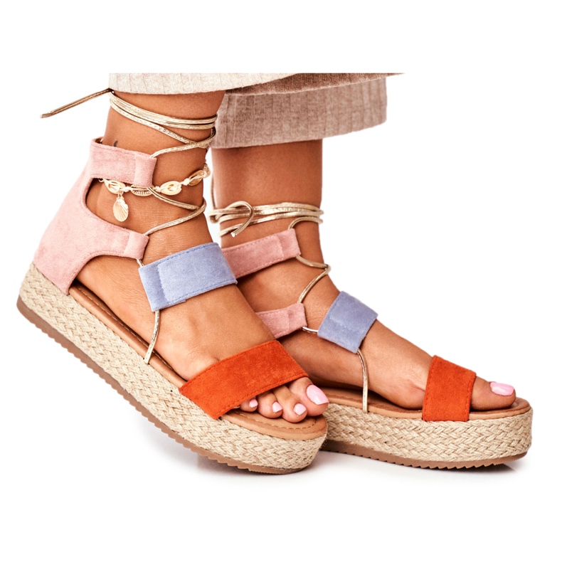 Women's Espadrilles On The Platform Tied Orange Fuerta