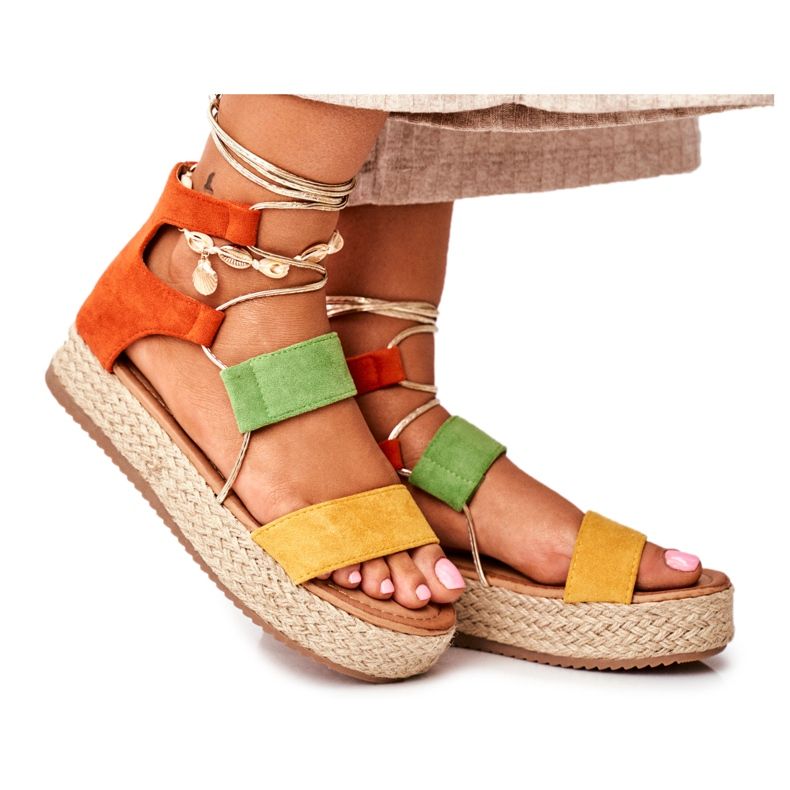 Women's Espadrilles On The Platform Tied Yellow Fuerta