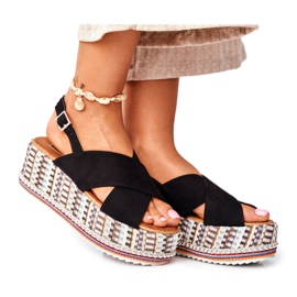 ADY Women's Sandals On the Wedge Espadrilles Black Sandy ADY Women's Sandals On the Wedge Espadrilles Black Sandy