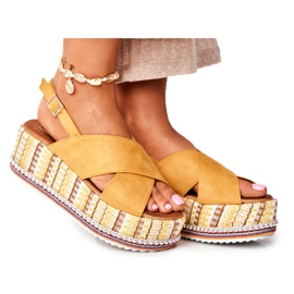 FW1 Women's Sandals On Wedge Espadrilles Yellow Sandy