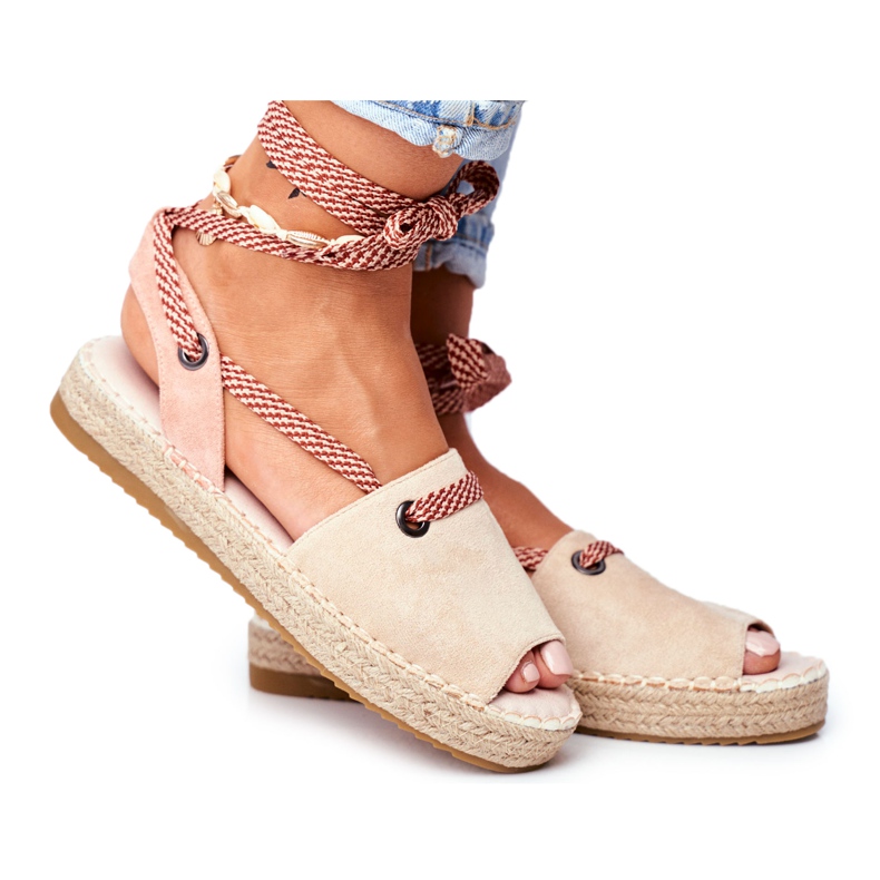 FRJ Women's Espadrilles On The Beige Monacoz Linen Platform