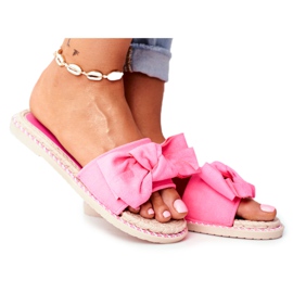 FRJ Women's Slippers With A Bow Fuchsia Neon Happiness pink