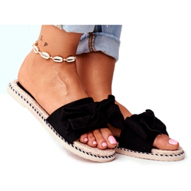 FRJ Black Happiness Women's Slippers With A Bow FRJ Black Happiness Women's Slippers With A Bow