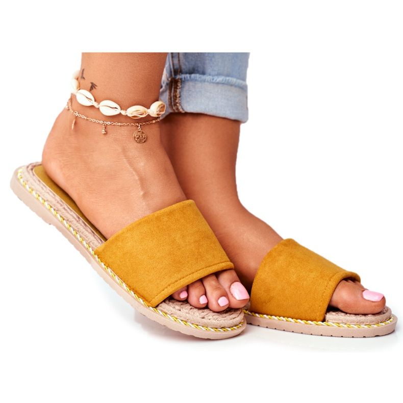 FRJ Women's Classic Suede Slippers Yellow Look At Me