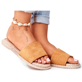 FJ1 Women's Classic Suede Slippers Camel Look At Me brown