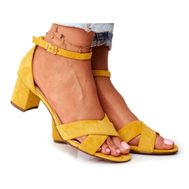 PS1 Suede Sandals on a Bar Yellow Nela PS1 Suede Sandals on a Bar Yellow Nela