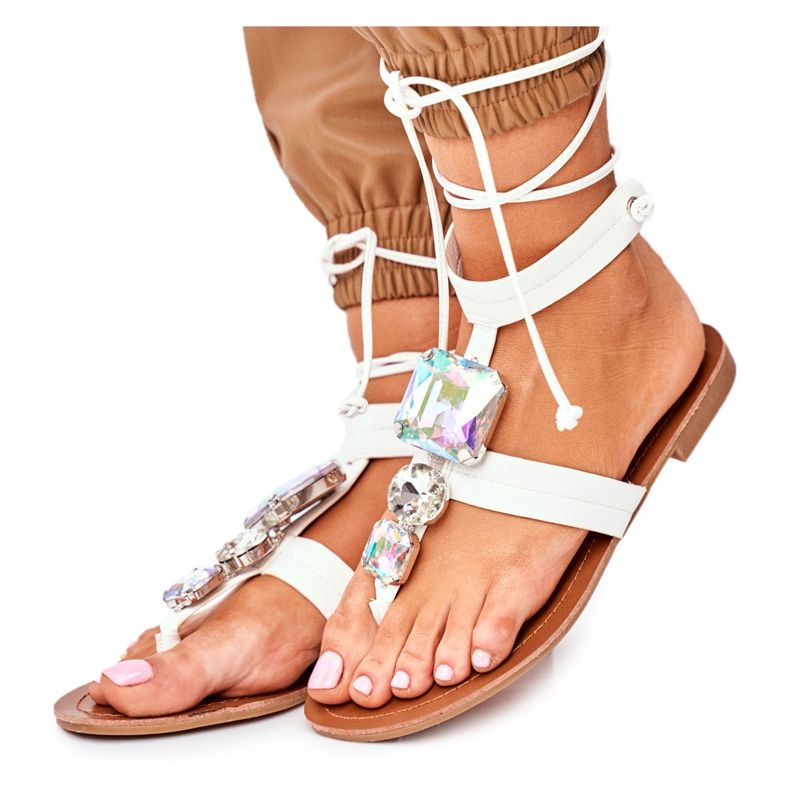 PS1 Women's Sandals Gladiator With Crystals White Volare PS1 Women's Sandals Gladiator With Crystals White Volare