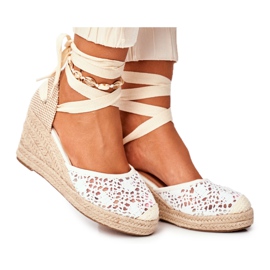 FRID Women's Sandals On Wedge Espadrilles Lace Vieno white