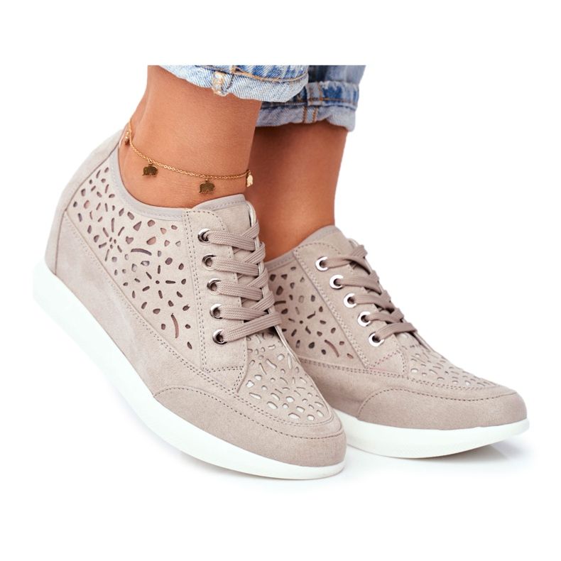 Women's Sneakers Sergio Leone Openwork Gray PB122 grey