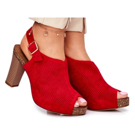 Women's Sandals On High Heel Sergio Leone SK855 Red Senillo