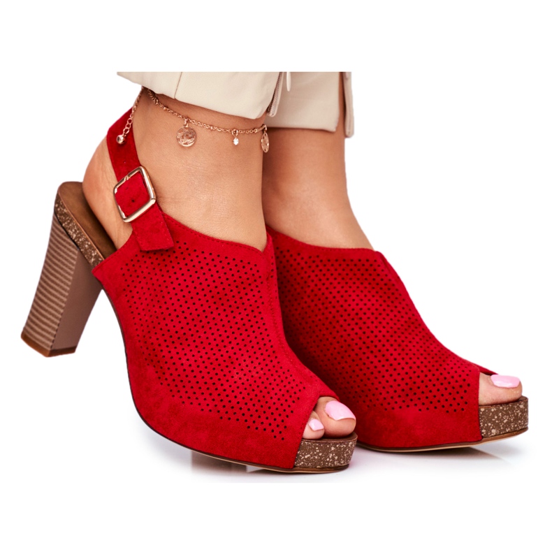 Women's Sandals On High Heel Sergio Leone SK855 Red Senillo