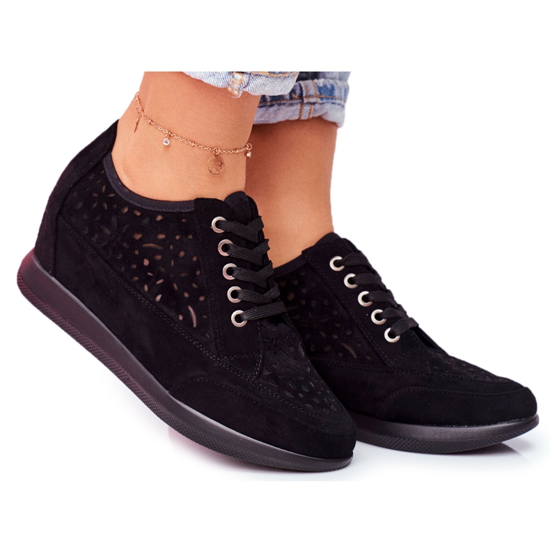 Women's Sneakers Sergio Leone Openwork Black PB122