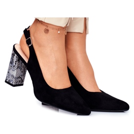 Women's Pumps With Open Heel Sergio Leone Black Snake PB218