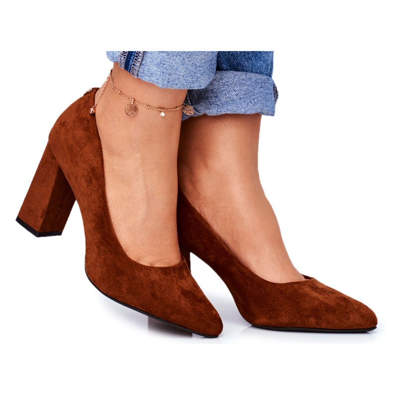 Women's Pumps On Heel Sergio Leone Camel PB216 brown
