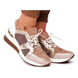 Women's Sport Shoes Leather Sneakers Nicole Beige 2562 Daina Women's Sport Shoes Leather Sneakers Nicole Beige 2562 Daina