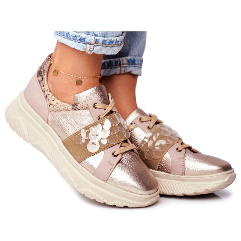 Sport Shoes Women's Leather Sneakers Maciejka 04448-25 beige multicolored golden Sport Shoes Women's Leather Sneakers Maciejka 04448-25 beige multicolored golden