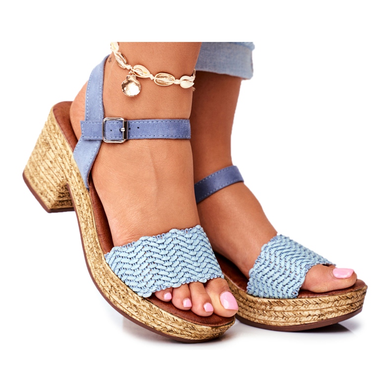 EVE Women's Sandals On A Heel Blue Fobi EVE Women's Sandals On A Heel Blue Fobi
