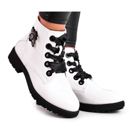 Women's Boots On Flat Heel Lacquered White Sergio Leone BT530