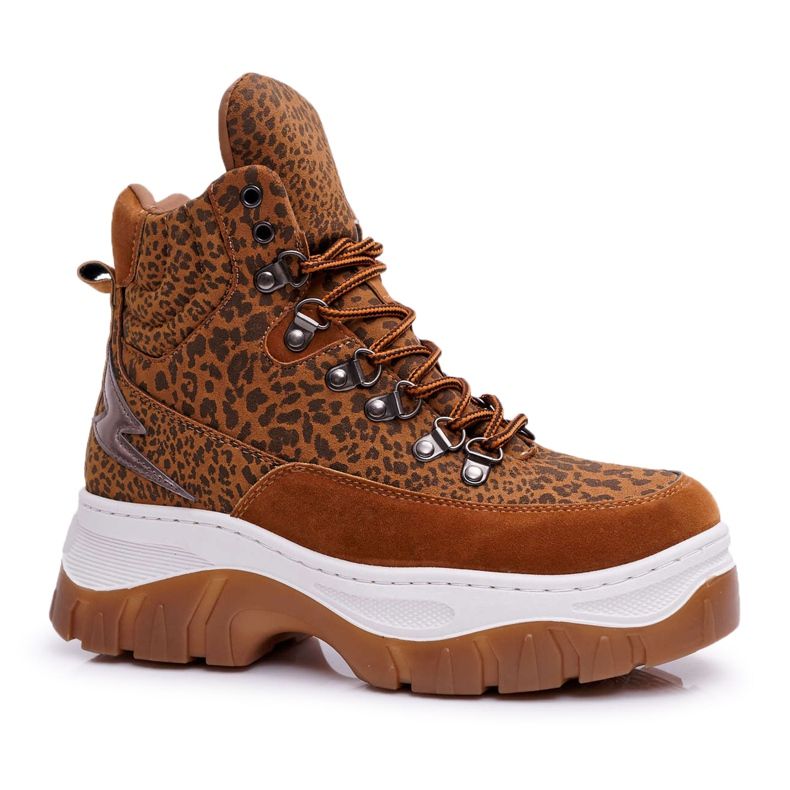 SEA Trekking shoes Women's Trappers Leopard Greem brown