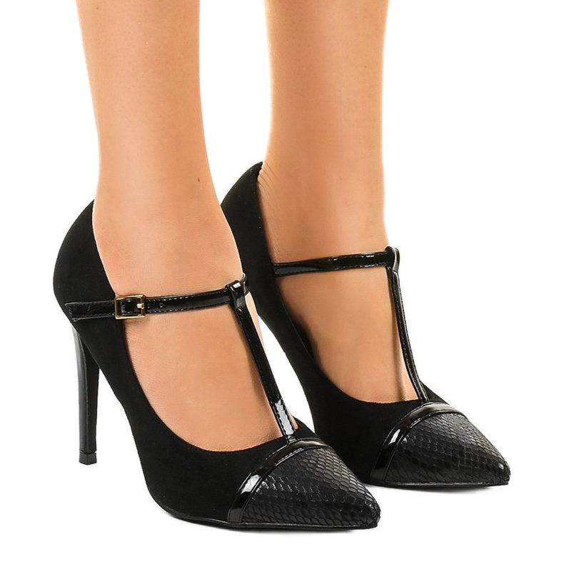 Black suede LEI-55 heels