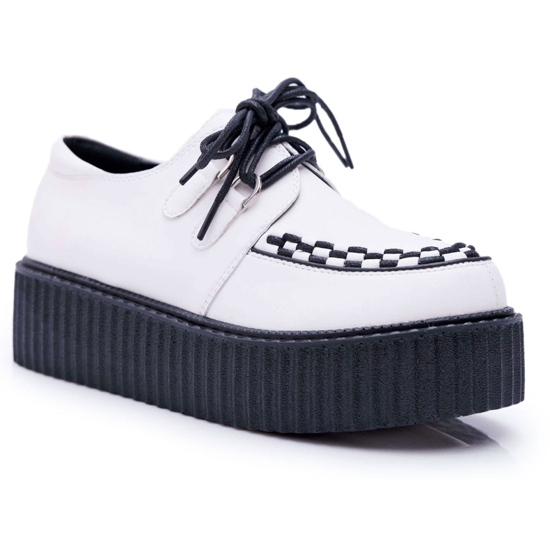 Smith's White Leather Creepers on the Gocain Platform