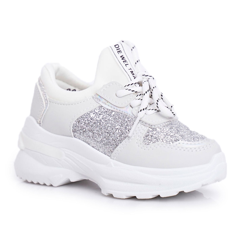 FRROCK Children's Sport Shoes with Brocade Silver Matylda white grey