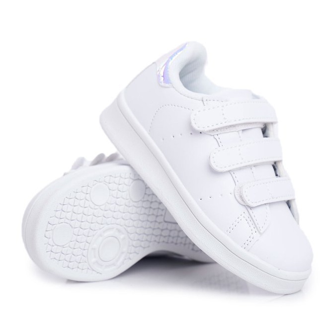 FRROCK Sports Shoes Children's Youth With Velcro White and Silver Fifi