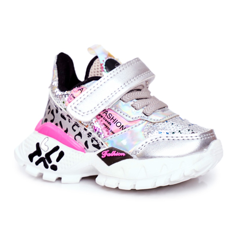 FRROCK Sport Children's Shoes With Velcro Silver Be Happy grey FRROCK Sport Children's Shoes With Velcro Silver Be Happy grey