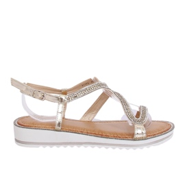 Asymmetric golden sandals ZY178 L.GOLD