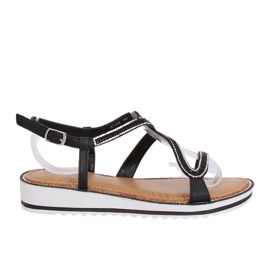 Black ZY178 Black asymmetrical sandals