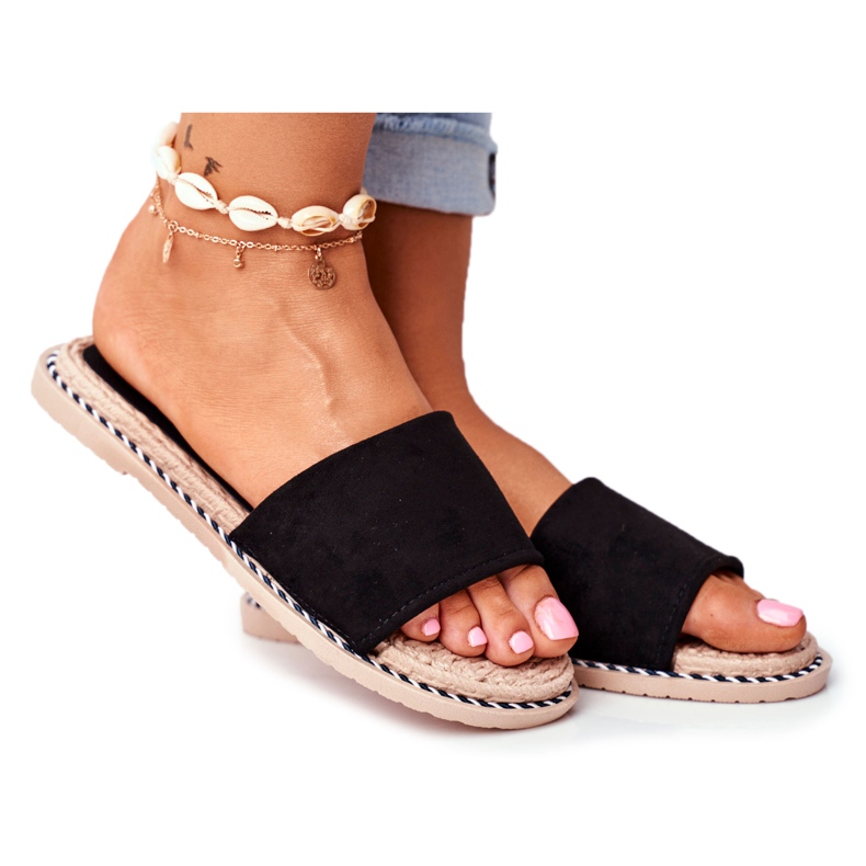 FRJ Classic Women's Slippers Suede Black Look At Me FRJ Classic Women's Slippers Suede Black Look At Me