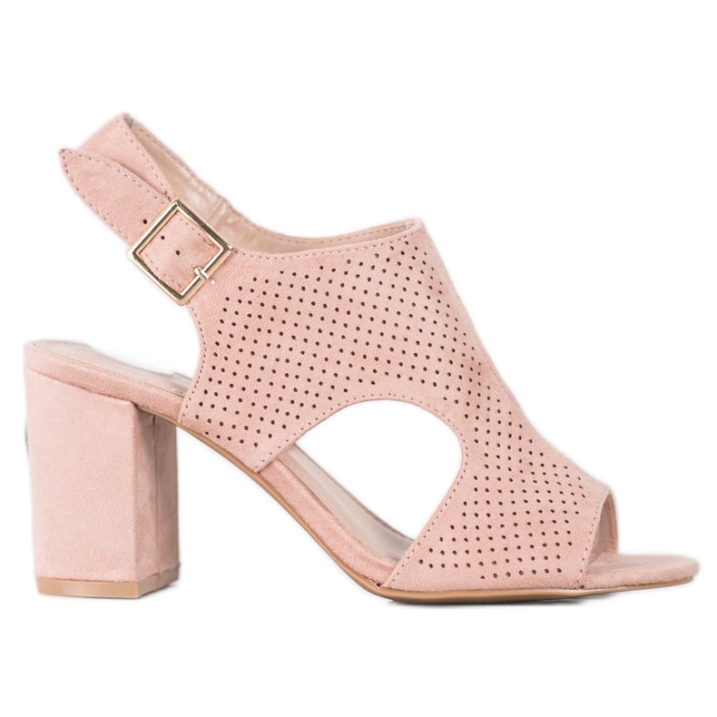 Small Swan Built-up openwork sandals pink
