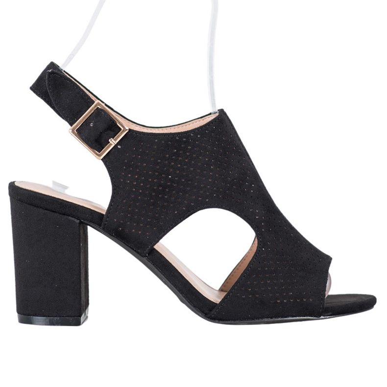 Small Swan Built-up openwork sandals black