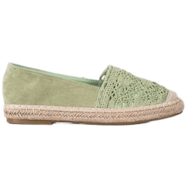 Small Swan Suede Espadrilles With Lace green