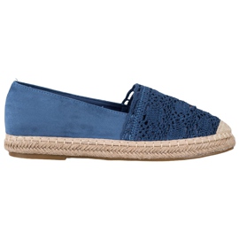 Small Swan Suede Espadrilles With Lace blue