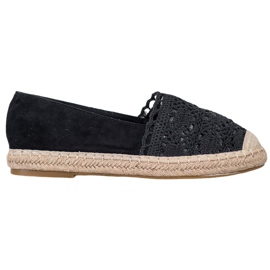 Small Swan Suede Espadrilles With Lace black