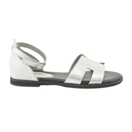 Daszyński Heel Silver Sandals MR1848-17 black grey