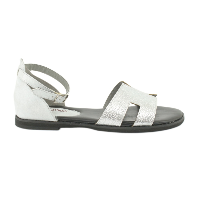 M.Daszyński Silver Sandals with a heel Daszyński MR1848-17 black grey