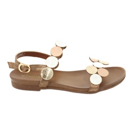 Golden sandals Daszyński MR1958-1 brown grey yellow
