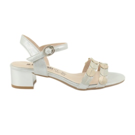 Daszyński SA177-4 women's sandals grey yellow