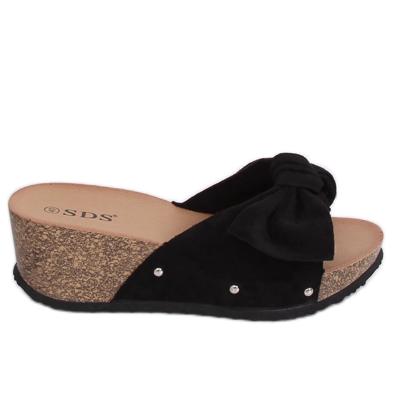 Black wedge slippers 7862-KL Black