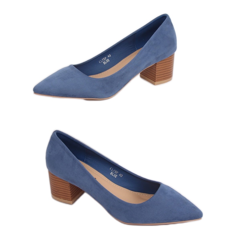 Pumps on wooden heels blue CL75P Blue