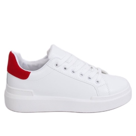 White women's sneakers 85-428 WHITE / RED