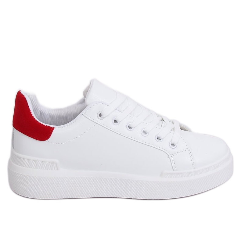 White women's sneakers 85-428 WHITE / RED