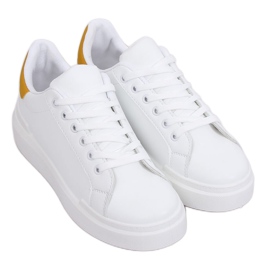 White women's sneakers 85-428 WHITE / YELLOW
