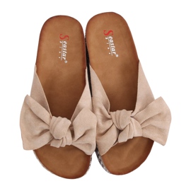 Women's beige slippers LK29P Beige