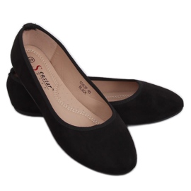 CD63P Black plain black ballerinas