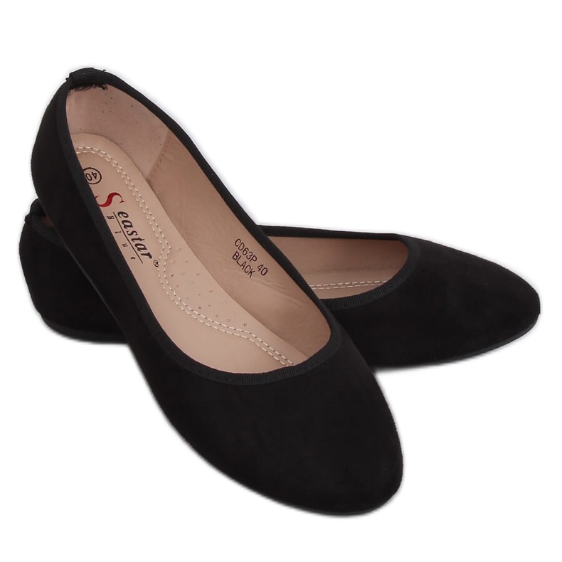 CD63P Black plain black ballerinas
